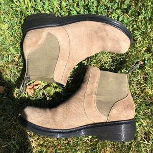 Doc Marten Green Suede Slip on Chelsea Boots